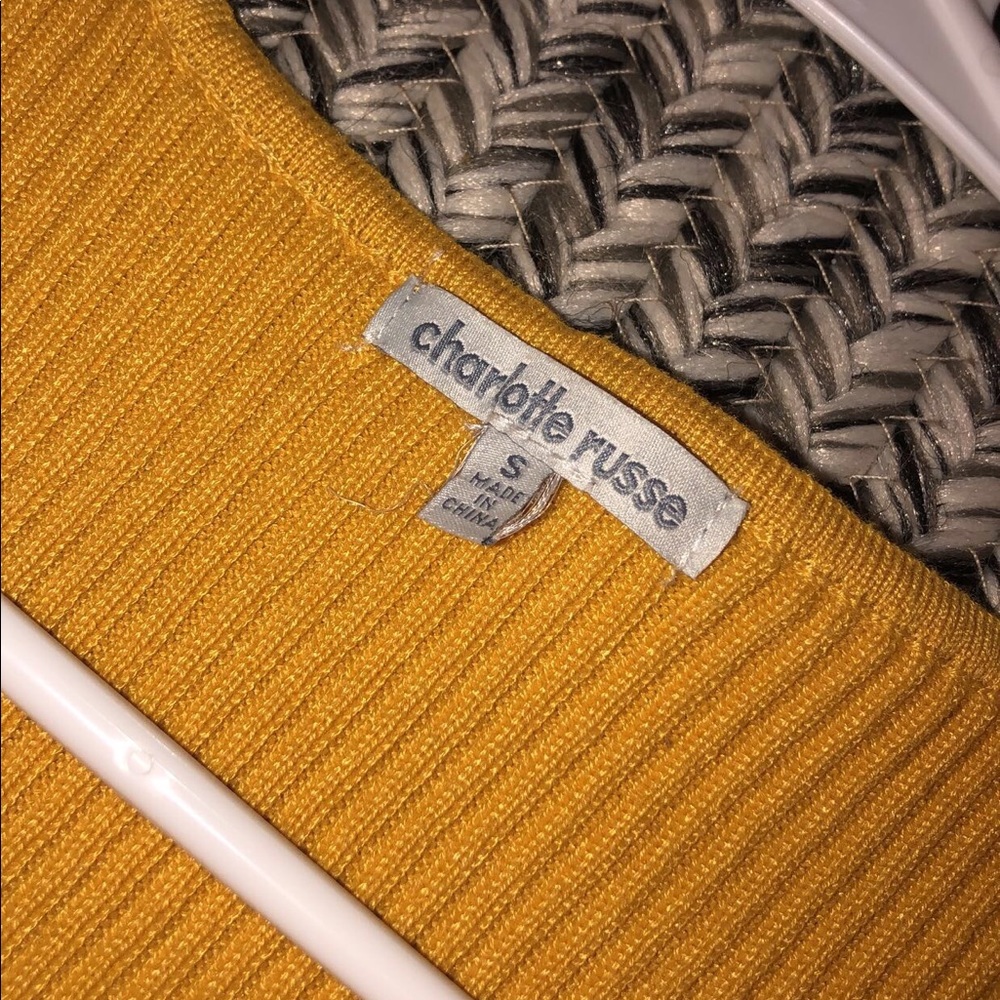 Mustard yellow bodycon ribbed dress - Picture 3 of 4
